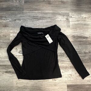 Abercrombie Black Off-Shoulder Long Sleeve Top